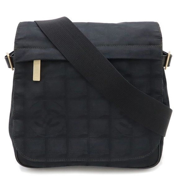 CHANEL New Travel Line Shoulder Bag Nylon Jacquard Leather Black A29347 - Picture 1 of 9